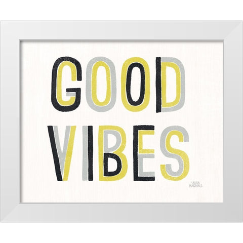 Retro Words I Yellow Black Crop White Modern Wood Framed Art Print by Marshall, Laura