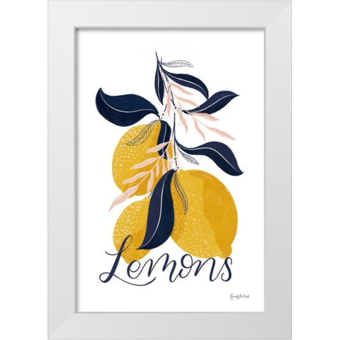 Lemons I White Modern Wood Framed Art Print by Thorns, Becky