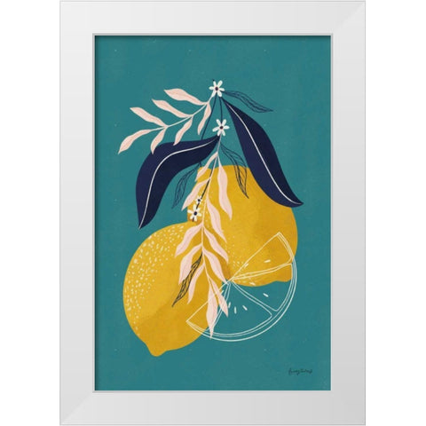 Lemons II Blue White Modern Wood Framed Art Print by Thorns, Becky
