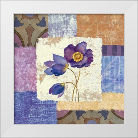 Tiled Poppies I - Purple White Modern Wood Framed Art Print by Vassileva, Silvia