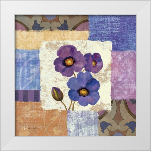Tiled Poppies II - Purple White Modern Wood Framed Art Print by Vassileva, Silvia
