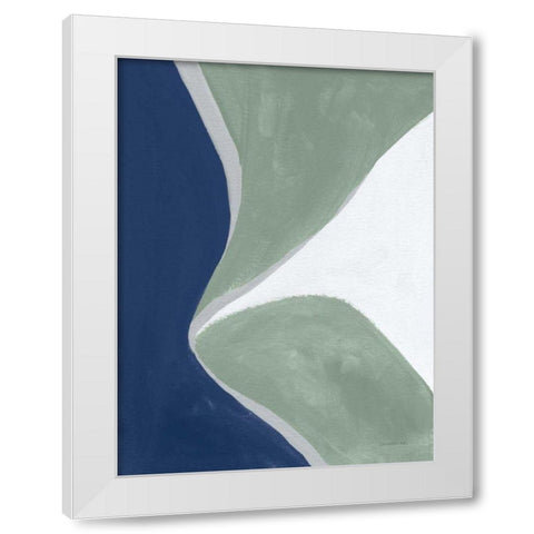 Blue Green Abstract III White Modern Wood Framed Art Print by Nai, Danhui