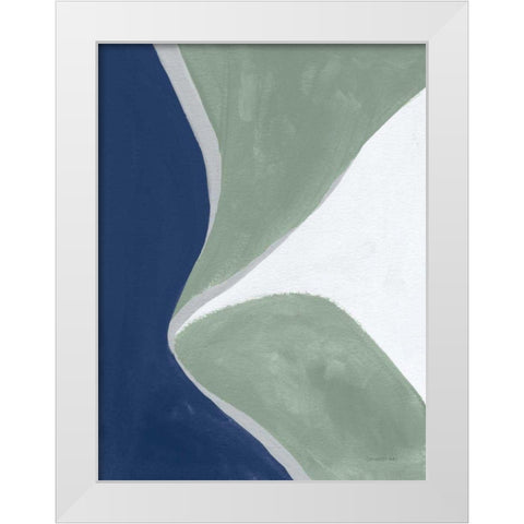 Blue Green Abstract III White Modern Wood Framed Art Print by Nai, Danhui