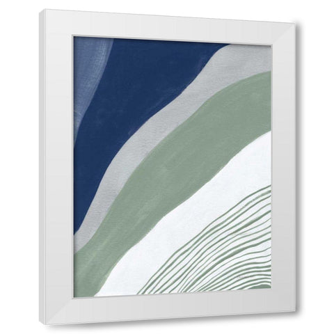 Blue Green Abstract IV White Modern Wood Framed Art Print by Nai, Danhui