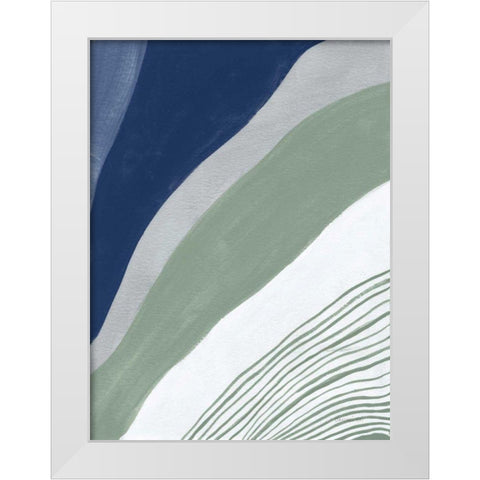 Blue Green Abstract IV White Modern Wood Framed Art Print by Nai, Danhui