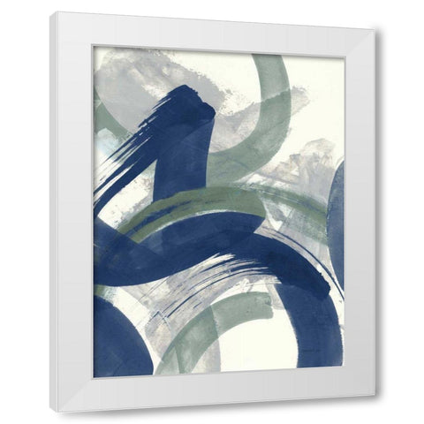 Navy Brushy Abstract II White Modern Wood Framed Art Print by Nai, Danhui