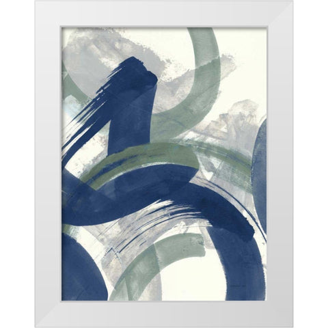 Navy Brushy Abstract II White Modern Wood Framed Art Print by Nai, Danhui