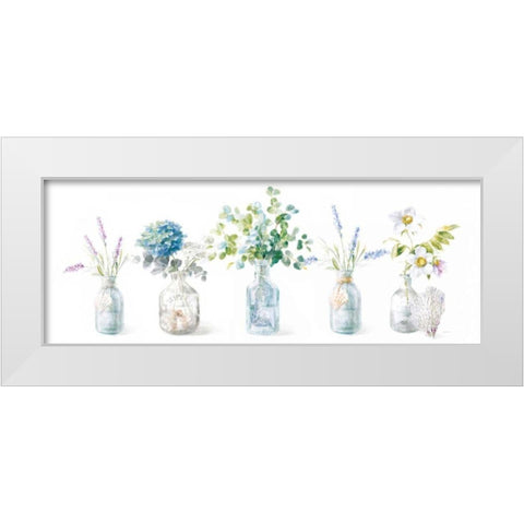 Beach Flowers I Panel White Modern Wood Framed Art Print by Nai, Danhui