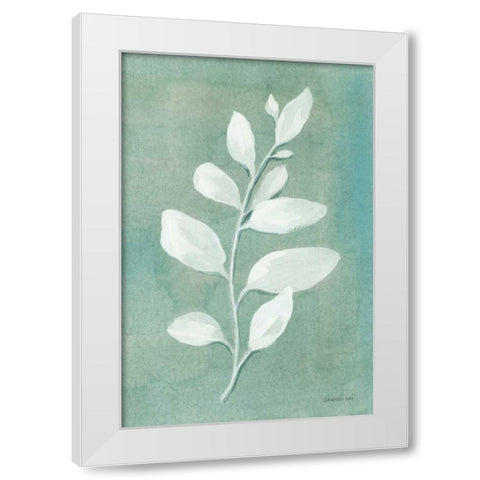 Sage Leaves I White Modern Wood Framed Art Print by Nai, Danhui