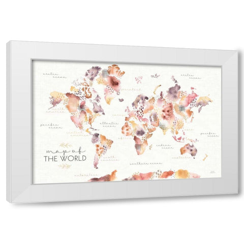 Desert Blooms Map White Modern Wood Framed Art Print by Marshall, Laura