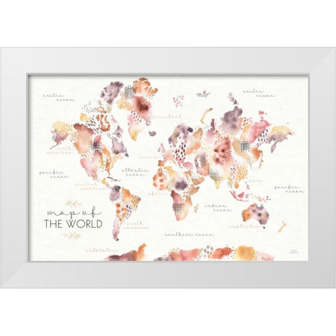 Desert Blooms Map White Modern Wood Framed Art Print by Marshall, Laura