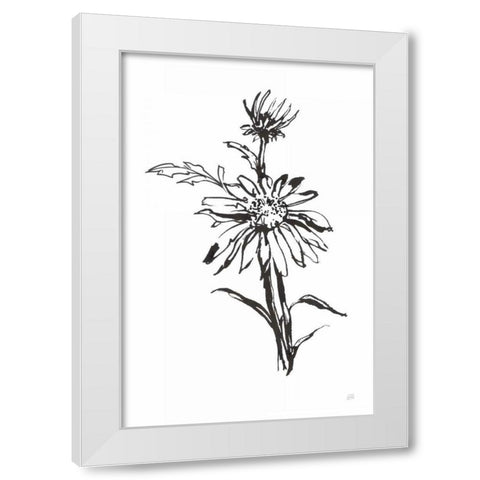 Line Echinacea I White Modern Wood Framed Art Print by Paschke, Chris