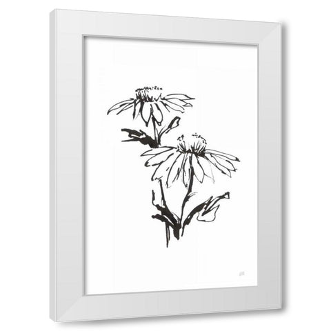 Line Echinacea II White Modern Wood Framed Art Print by Paschke, Chris