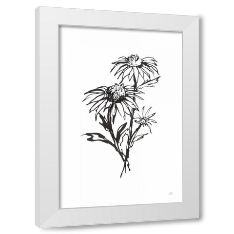 Line Echinacea III White Modern Wood Framed Art Print by Paschke, Chris