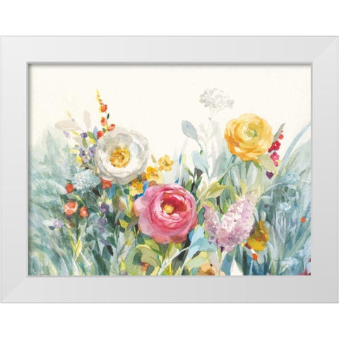 Garden Fullness White Modern Wood Framed Art Print by Nai, Danhui