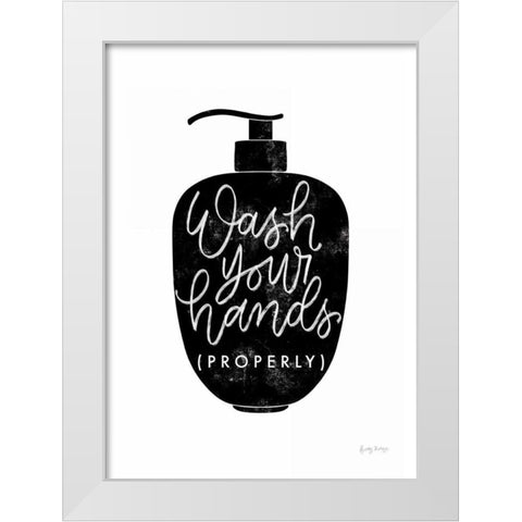 Wash Your Hands III Dispenser White Modern Wood Framed Art Print by Thorns, Becky