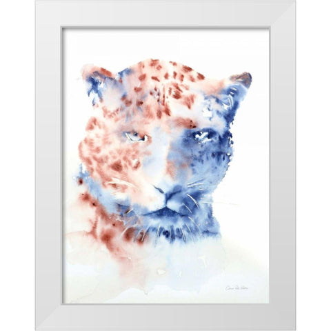 Copper and Blue Cheetah White Modern Wood Framed Art Print by Valle, Aimee Del