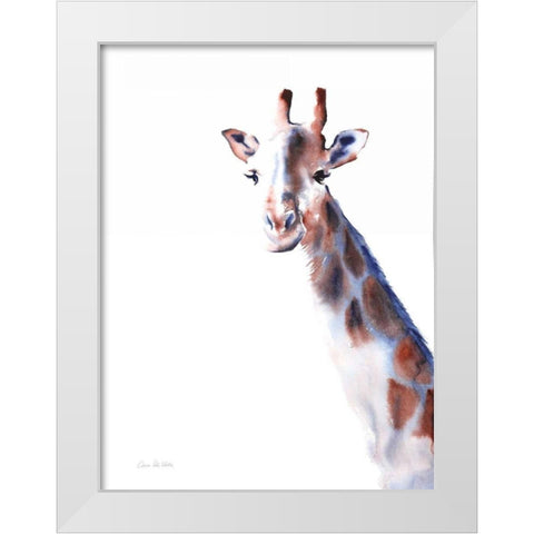 Copper and Blue Giraffe White Modern Wood Framed Art Print by Valle, Aimee Del