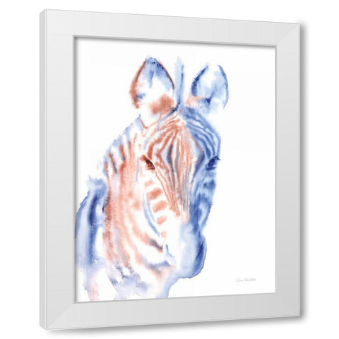 Copper and Blue Zebra White Modern Wood Framed Art Print by Valle, Aimee Del