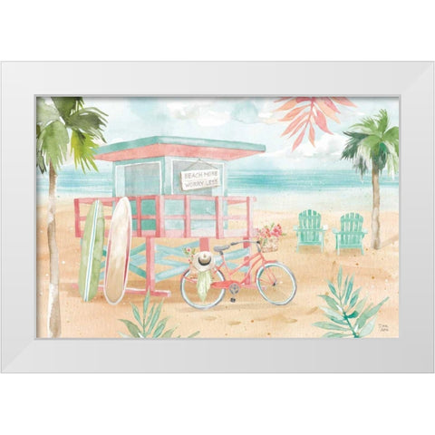 Surfs Up I White Modern Wood Framed Art Print by June, Dina