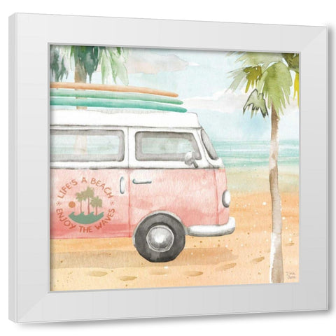 Surfs Up V White Modern Wood Framed Art Print by June, Dina