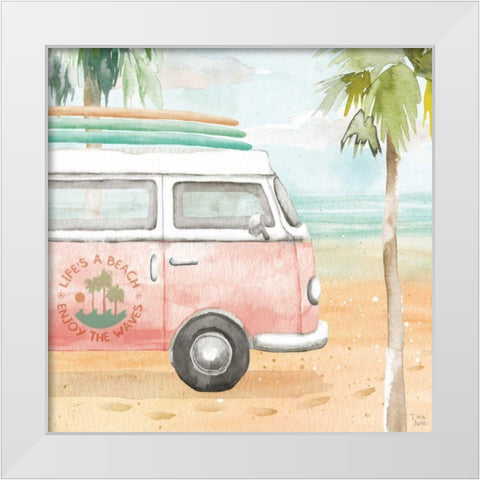Surfs Up V White Modern Wood Framed Art Print by June, Dina