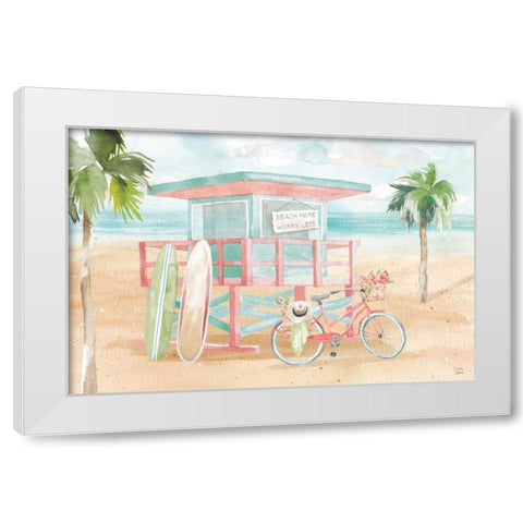 Surfs Up VII White Modern Wood Framed Art Print by June, Dina