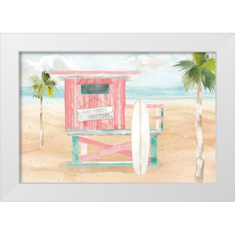 Surfs Up VIII White Modern Wood Framed Art Print by June, Dina