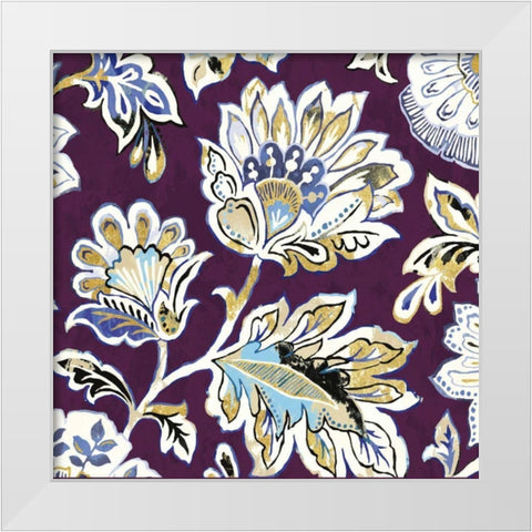 Ceylon Gardens V Plum White Modern Wood Framed Art Print by Wild Apple Portfolio