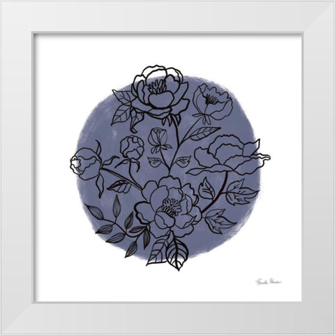 Black and White Botanical I Navy White Modern Wood Framed Art Print by Zaman, Farida