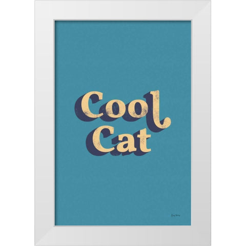 Cool Cat White Modern Wood Framed Art Print by Thorns, Becky