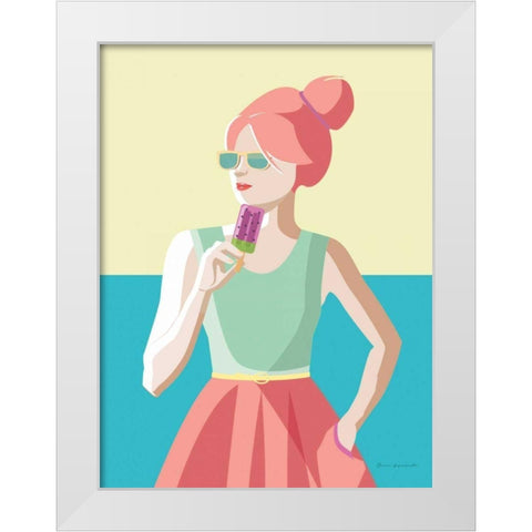 Summer Girl III White Modern Wood Framed Art Print by Escalante, Omar