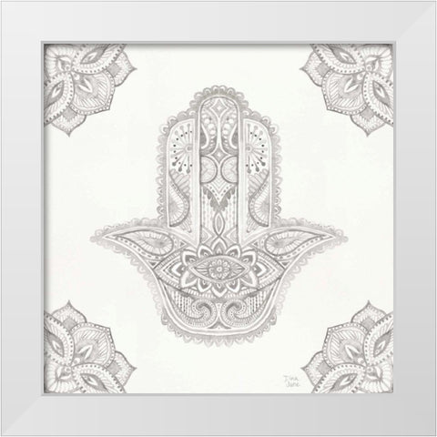 Touch of Hamsa I White Modern Wood Framed Art Print by June, Dina