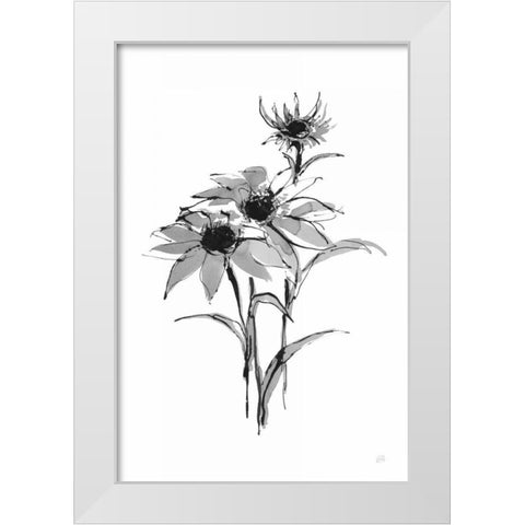 Wash Echinacea I White Modern Wood Framed Art Print by Paschke, Chris