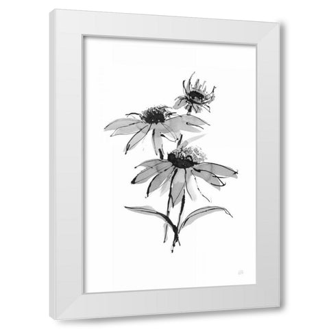 Wash Echinacea II White Modern Wood Framed Art Print by Paschke, Chris