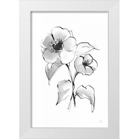 Wash Poppy I White Modern Wood Framed Art Print by Paschke, Chris