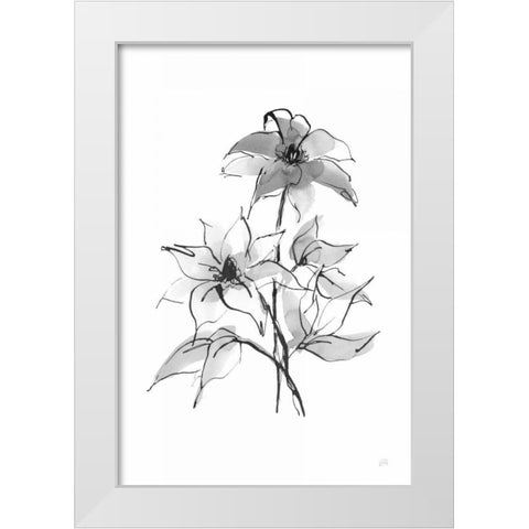 Wash Clematis White Modern Wood Framed Art Print by Paschke, Chris