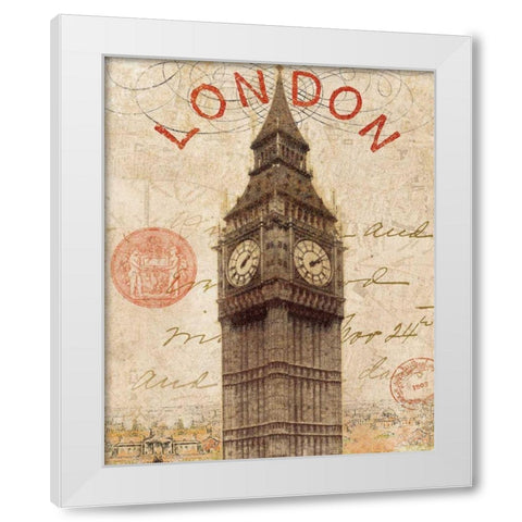 Letter from London White Modern Wood Framed Art Print by Wild Apple Portfolio