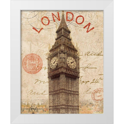 Letter from London White Modern Wood Framed Art Print by Wild Apple Portfolio