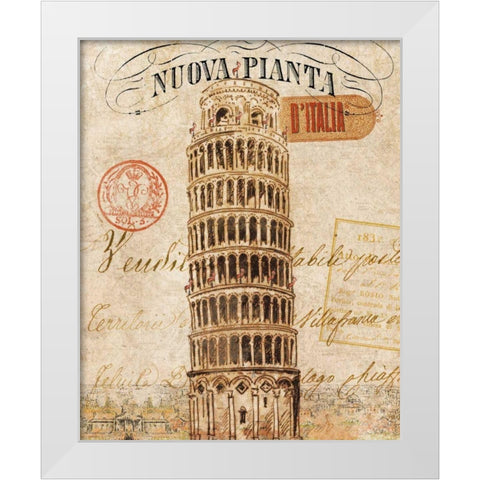 Letter from Pisa White Modern Wood Framed Art Print by Wild Apple Portfolio