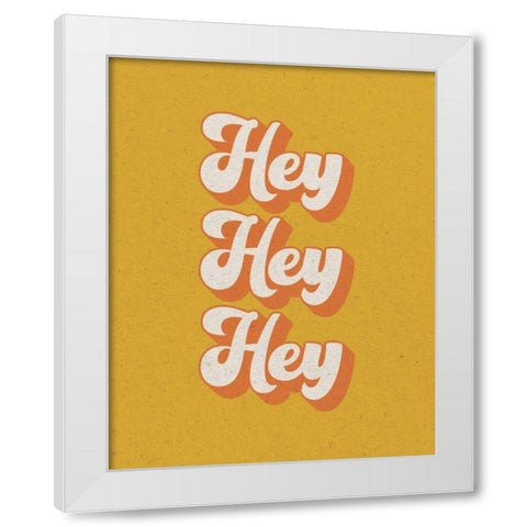 Hey White Modern Wood Framed Art Print by Wild Apple Portfolio