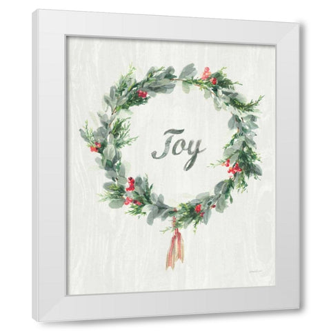 White and Bright Christmas Wreath I White Modern Wood Framed Art Print by Nai, Danhui