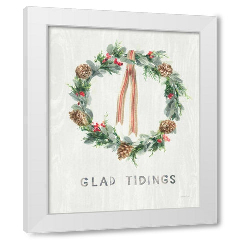 White and Bright Christmas Wreath II White Modern Wood Framed Art Print by Nai, Danhui