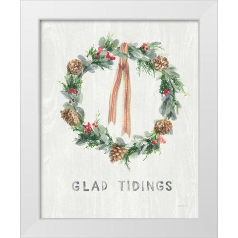 White and Bright Christmas Wreath II White Modern Wood Framed Art Print by Nai, Danhui