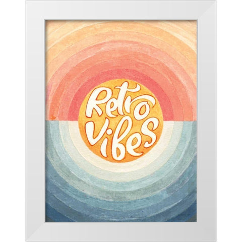 Retro Vibes White Modern Wood Framed Art Print by Nai, Danhui