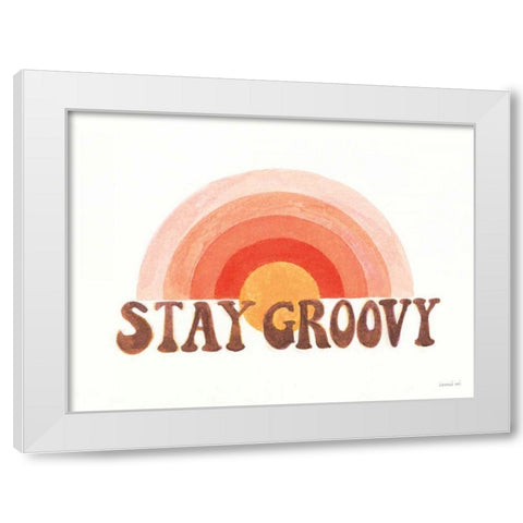 Stay Groovy White Modern Wood Framed Art Print by Nai, Danhui