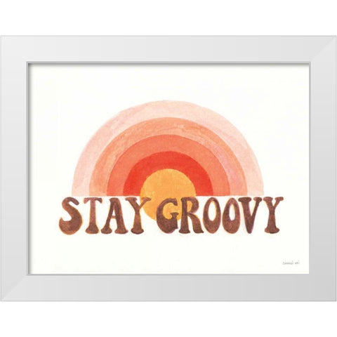 Stay Groovy White Modern Wood Framed Art Print by Nai, Danhui