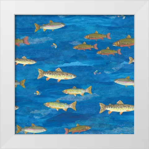 Angling in The Stream Pattern I White Modern Wood Framed Art Print by Prahl, Courtney
