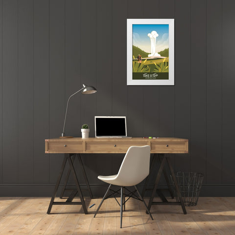 Take a Trip White Modern Wood Framed Art Print by Escalante, Omar
