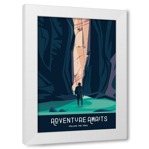 Adventure Awaits White Modern Wood Framed Art Print by Escalante, Omar
